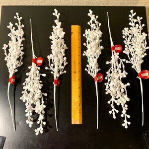 NWT 6 Hobby Lobby White Glitter Christmas Tree Sticks